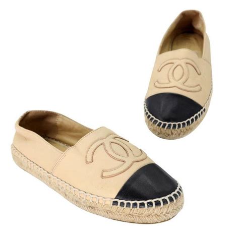 chanel espadrilles size 37|Chanel leather espadrille flats.